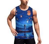 Lake Lanterns At Night Men's Workout Tank Top Sleeveless T-Shirt Muscle Shirts Summer Tee Top S