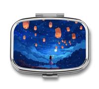 Lake Lanterns at Night Travel Pill Box Portable Pill Organizer Medical Box Pill Case Pill Container for Men Women