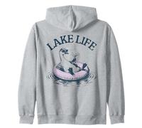 Lake Life Cool Goose with Sunglasses Floating Cocktail Zip Hoodie