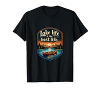 Lake Life is The Best Life Camping Mountain Badge T-Shirt