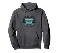 Lake Life is the Best Life - Nature Lover's Pullover Hoodie, Adult Unisex, Dark Heather Grey, S