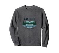 Lake Life is the Best Life - Nature Lover's Sweatshirt, Adult Unisex, Dark Heather Grey, S