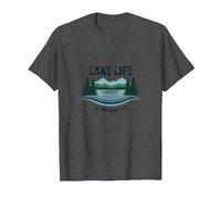 Lake Life is The Best Life - Nature Lover's T-Shirt, Men, Dark Heather Grey, L