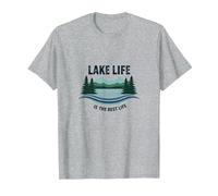 Lake Life is The Best Life - Nature Lover's T-Shirt, Men, Heather Grey, 3XL