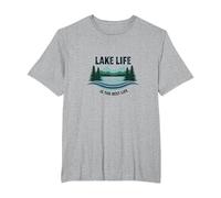 Lake Life is The Best Life - Nature Lover's T-Shirt, Men's Big and Tall, Heather Grey, 4X Tall