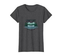 Lake Life is The Best Life - Nature Lover's T-Shirt, Women, Dark Heather Grey, XS