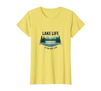 Lake Life is The Best Life - Nature Lover's T-Shirt, Women, Lemon, L