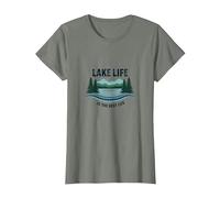 Lake Life is The Best Life - Nature Lover's T-Shirt, Women, Olive Heather, X-Small