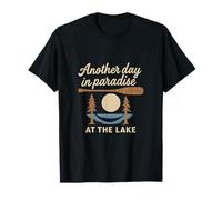 Lake Life Paradise Hammock Moon Retro Art T-Shirt