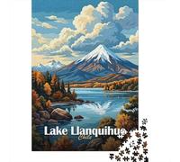 Lake Llanquihue, Chile Landscape Art 1000 Piece Jigsaw Puzzle, Alpine Village Landscape, Interlocking Paper Pieces, Mindful Activity for Home Décor Fans, Gift Idea, 38x26cm/1000pcs