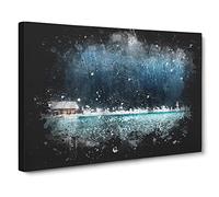 Lake Louise In Banff Canada Paint Splash Canvas Print | Gallery Wrapped 30mm Frame Wall Art | 20x14 inches | Ready to Hang | Modern Landscape Picture | Living Room Bedroom Lounge Office