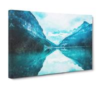 Lake Louise in Canada Canvas Print | Gallery Wrapped 30mm Frame Wall Art | 30x20 inches | Ready to Hang | Abstract Landscape Picture | Living Room Bedroom Lounge Office