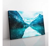 Lake Louise In Canada Painting Modern Art Canvas Wall Art Print Ready to Hang, Framed Picture for Living Room Bedroom Home Office Décor, 60x40 cm (24x16 Inch)