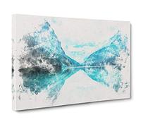 Lake Louise in Canada Watercolour Canvas Print | Gallery Wrapped 30mm Frame Wall Art | 30x20 inches | Ready to Hang | Modern Landscape Picture | Living Room Bedroom Lounge Office