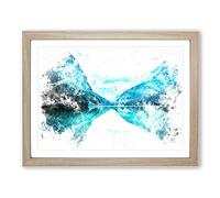 Lake Louise In Canada Watercolour Modern Framed Print | A2 Oak Framed Wall Art | Ready to Hang | Modern Landscape Picture | Living Room Bedroom Lounge Office
