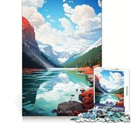 LAKE LOUISE Oil Painting 1000 Piece Jigsaw Puzzles for Adults Recall Boost Smooth Thick Real Challenge Wall Accent (50x75cm)