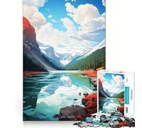 LAKE LOUISE Oil Painting Jigsaw 1000 Pieces for Adults Relax Game Stress Relief Fun Challenge Premium Gift (38x26cm)