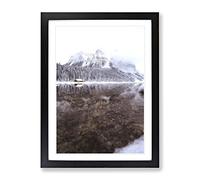 Lake Louise Reflection Painting Modern Framed Print | A4 Black Framed Wall Art | Ready to Hang | Modern Landscape Picture | Living Room Bedroom Lounge Office