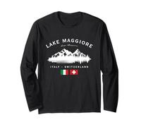 Lake Maggiore Italy Switzerland Lago Mountains Italian Flag Long Sleeve T-Shirt