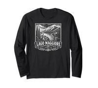 Lake Maggiore Italy Woodcut Print Long Sleeve T-Shirt