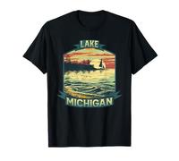 Lake Michigan USA Unsalted Shark Free Vintage Outdoors Retro T-Shirt