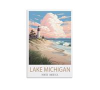 Lake Michigan Vintage Travel Poster 08x12inch(20x30cm) Print Home Bedroom Office Living Room Decor Canvas