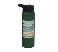 Lake Michigan Waves Lighthouse Serenity Stainless Steel Insulated Water Bottle