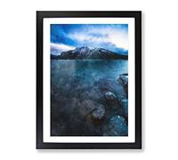 Lake Minnewaska In Canada Painting Modern Framed Print | A2 Black Framed Wall Art | Ready to Hang | Modern Landscape Picture | Living Room Bedroom Lounge Office