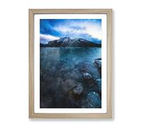 Lake Minnewaska In Canada Painting Modern Framed Print | A2 Oak Framed Wall Art | Ready to Hang | Modern Landscape Picture | Living Room Bedroom Lounge Office