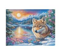 Lake Morning Red Fox 500 Pieces Classic Jigsaw Puzzle Puzzle for Adults Concentration Training Wall Art Mental Exercise Halloween Thick Cardboard 500 PCS