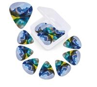 Lake Mountain Landscape Guitar Picks 12 Pack Plectrums with Organizer Box, 3 Different Thickness Includes Thin Medium Heavy Picks