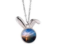 Lake Mountain Science Nature Scenery Rabbit Necklace Pendant Bunny Animal Jewelry Gift