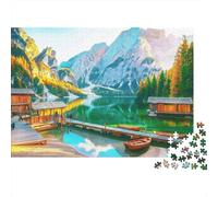 Lake Mountain View 1000 Piece Jigsaw Puzzle Paper for Adults Boathouse Relaxing Home Decor 70x50cm/1000pcs