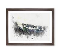 Lake & Mountains In Alaska In Abstract Modern Art Framed Wall Art Print, Ready to Hang Picture for Living Room Bedroom Home Office Décor, Walnut A2 (64 x 46 cm)