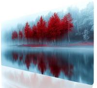 Lake Mouse Pad 900 x 300 mm Large Desk Mat Red Mousepad Gaming With Waterproof Surface Non-Slip Rubber Base, Extended Mouse Mat With Stitched Edge, Gaming Mousepad for Office Accessories a-5625
