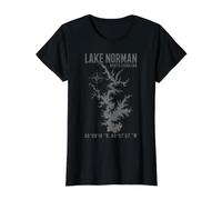 Lake Norman Map Coordinates North Carolina Value Graphic T-Shirt, Women, Black, S