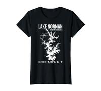 Lake Norman Map Coordinates North Carolina Value Graphic T-Shirt, Women, Black, S