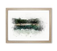 Lake Of Carezza Nova Levante Italy In Abstract Modern Art Framed Print | A3 Oak Framed Wall Art | Ready to Hang | Abstract Landscape Picture | Living Room Bedroom Lounge Office