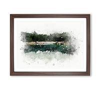 Lake Of Carezza Nova Levante Italy In Abstract Modern Art Framed Print | A3 Walnut Framed Wall Art | Ready to Hang | Abstract Landscape Picture | Living Room Bedroom Lounge Office