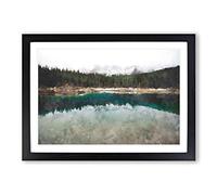 Lake of Carezza Nova Levante Italy Painting Framed Print | A2 Black Framed Wall Art | Ready to Hang | Modern Landscape Picture | Living Room Bedroom Lounge Office