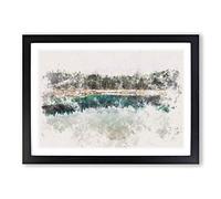 Lake of Carezza Nova Levante Italy Watercolour Framed Print | A2 Black Framed Wall Art | Ready to Hang | Modern Landscape Picture | Living Room Bedroom Lounge Office