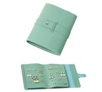LAKE OF FIRE Earring Holder Organizer with Foldable Book Design Jewelry Book Organizer, Portable Pu Leather Travel Earring Case(Green)