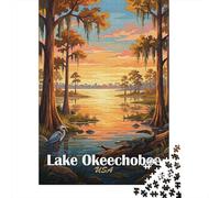Lake Okeechobee, Florida Landscape Art Adult Paper Puzzle, Famous Building Scenic Print, Interlocking Paper Pieces, Weekend Hobby for Home Décor Fans, 70x50cm/1000pcs