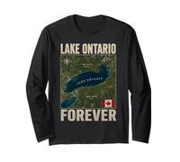 Lake Ontario Forever Canada Vintage Geography Map Men Women Long Sleeve T-Shirt