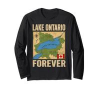 Lake Ontario Forever Canada Vintage Geography Map Men Women Long Sleeve T-Shirt