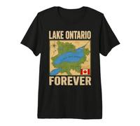 Lake Ontario Forever Canada Vintage Geography Map Men Women Premium T-Shirt