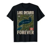 Lake Ontario Forever Canada Vintage Geography Map Men Women T-Shirt