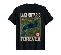 Lake Ontario Forever Canada Vintage Geography Map Men Women Value Graphic T-Shirt