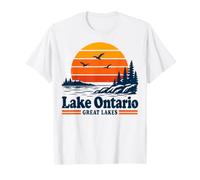 Lake Ontario Great Lakes Retro Rocky Shore Sunset Travel T-Shirt