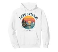 Lake Ontario Retro Sunset Great Lakes Sailing Pullover Hoodie